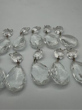 Vintage Crystal Chandelier Tear Drop Prism & Octagon Bead Facet 2.25” Lot Of 10